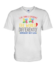 I live Think autism t shirts V-Neck T-Shirt tile