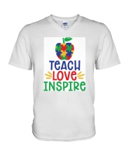 Teacher shirt gift V-Neck T-Shirt tile