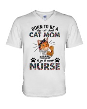 Cat Mom Nurse V-Neck T-Shirt tile