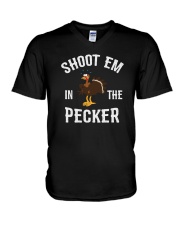 Hunting button up shirt V-Neck T-Shirt tile