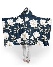 Flowers Gold and Blue Elegant Floral Pattern Hooded Blankets tile
