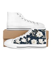 Flowers Gold and Blue Elegant Floral Pattern Women's High Top White Shoes tile