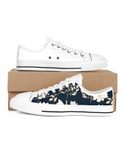Flowers Gold and Blue Elegant Floral Pattern Women's Low Top White Shoes tile