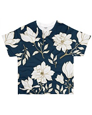Flowers Gold and Blue Elegant Floral Pattern All-Over T-Shirt tile
