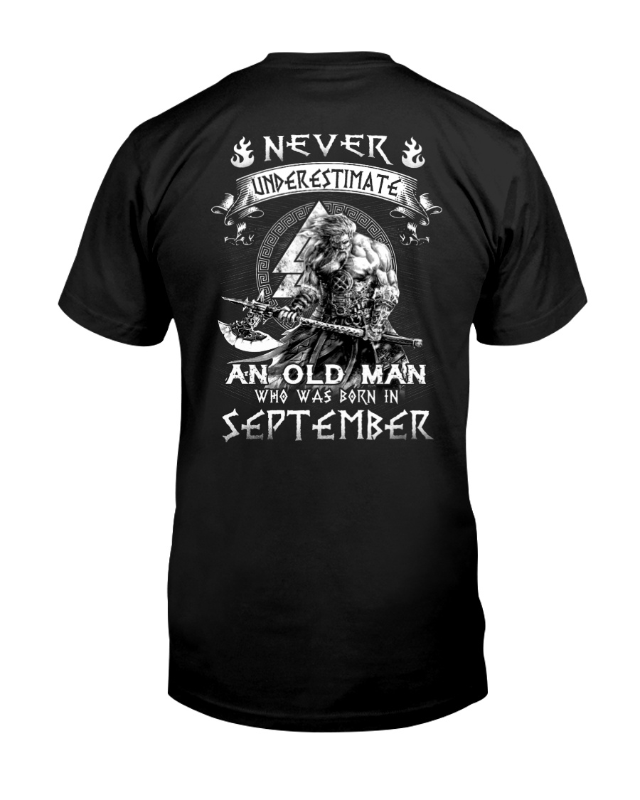 Never Underestimate An Old Man Born In September Premium Fit Mens Tee