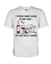 A Woman Cannot Survive On Wine Alone V-Neck T-Shirt thumbnail