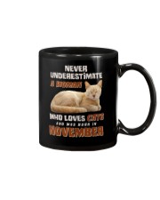 Love Cats and was born in November Mug tile