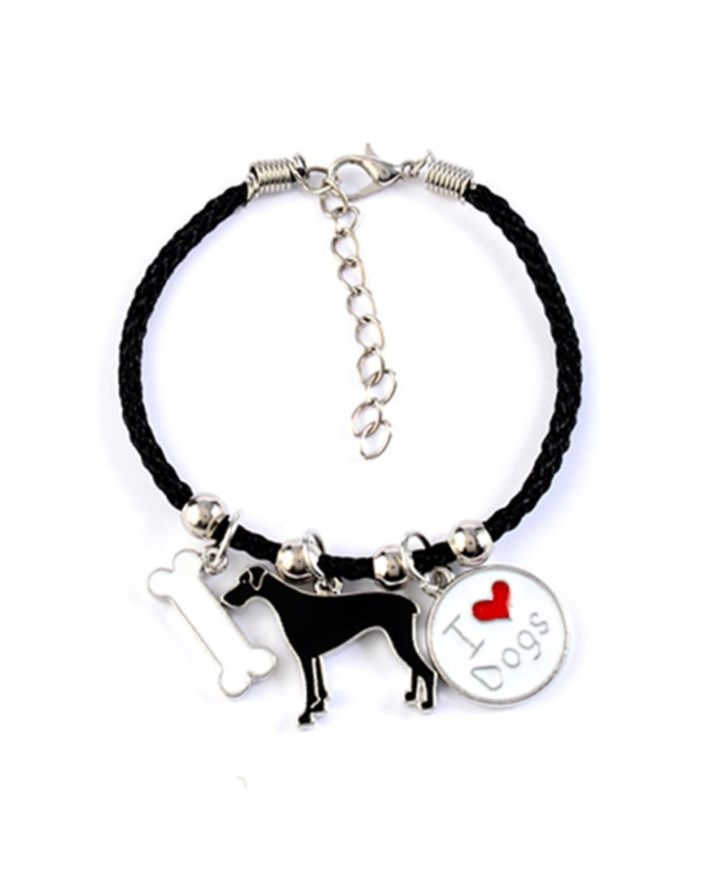 German Shepherd dog charm bracelets for men women girls rope chain silver color alloy pendant male female bracelet template