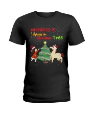 Happiness Is Lighting The Christmas Tree Ladies T-Shirt front