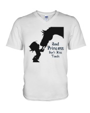real princess don't kiss toads V-Neck T-Shirt tile