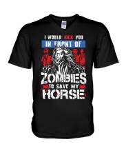 Zombies To Save My Horse V-Neck T-Shirt tile