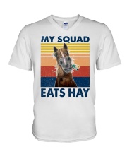 my squad eats hay V-Neck T-Shirt tile