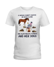 A Women Cannot Survive On Beer Alone Ladies T-Shirt front