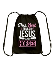 This Girl Runs On Jesus And Horses Drawstring Bag tile