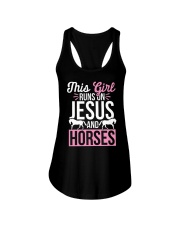 This Girl Runs On Jesus And Horses Ladies Flowy Tank tile