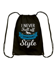 I Never Fall Off Drawstring Bag tile