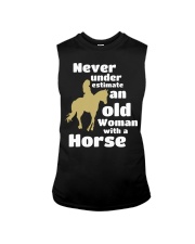 Never Under Estimate An Old Woman With A Horse Sleeveless Tee tile