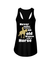 Never Under Estimate An Old Woman With A Horse Ladies Flowy Tank tile