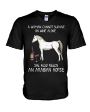 A Woman Cannot Survive On Wine Alone V-Neck T-Shirt tile