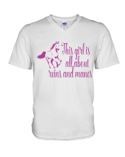 This Girl Is All About Reins And Manes V-Neck T-Shirt tile
