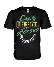 Easily Distracted By Horses V-Neck T-Shirt tile