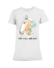 When We Hug We Melt Together Premium Fit Ladies Tee tile