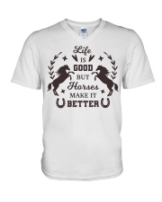 Life Is Good But Horses Make It Better V-Neck T-Shirt tile