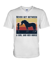 Never get between a girl and her horse V-Neck T-Shirt tile