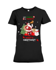 Your Presents Is Requested Premium Fit Ladies Tee tile