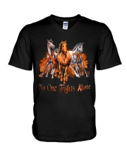 No One Fights Alone V-Neck T-Shirt tile
