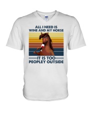 All i need is wine and my horse V-Neck T-Shirt tile