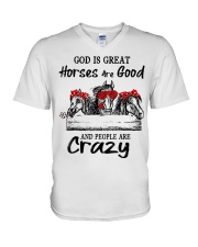 God Is Great Horses Are Good V-Neck T-Shirt tile