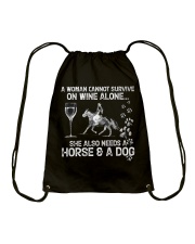 A Woman Cannot Survive On Wine Alone Drawstring Bag tile