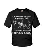A Woman Cannot Survive On Wine Alone Youth T-Shirt tile