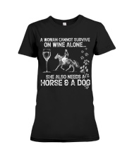 A Woman Cannot Survive On Wine Alone Premium Fit Ladies Tee tile