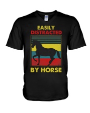 Easily distracted by horse V-Neck T-Shirt tile