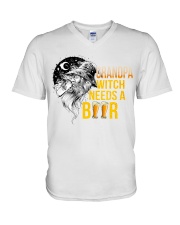 Grandpa Witch Needs A Beer V-Neck T-Shirt tile