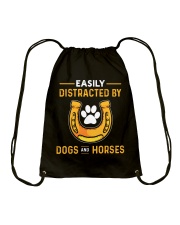 Easily Distracted By Dogs And Horses Drawstring Bag tile