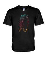 Minimal Neon Horse V-Neck T-Shirt tile