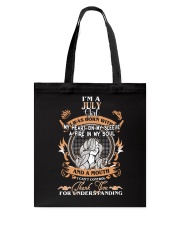 JULY GIRL WAS BORN WITH MY HEART ON MY SLEEVE Tote Bag thumbnail