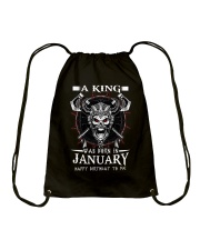 A KING WAS BORN IN JANUARY Drawstring Bag thumbnail