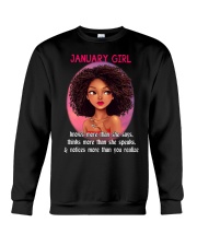 JANUARY GIRL - KNOWS MORE THAN SHE SAYS Crewneck Sweatshirt thumbnail