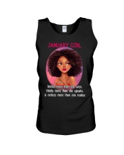 JANUARY GIRL - KNOWS MORE THAN SHE SAYS Unisex Tank thumbnail