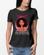 JANUARY GIRL - KNOWS MORE THAN SHE SAYS Ladies T-Shirt lifestyle-women-crewneck-front-10