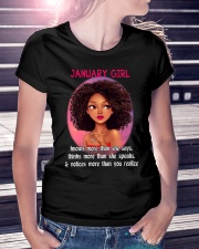 JANUARY GIRL - KNOWS MORE THAN SHE SAYS Ladies T-Shirt lifestyle-women-crewneck-front-7