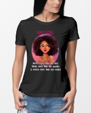 MAY GIRL - KNOWS MORE THAN SHE SAYS Ladies T-Shirt lifestyle-women-crewneck-front-10
