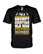 GRUMPY CHISTIAN OLD MAN - WARRIOR OF CHRIST V-Neck T-Shirt thumbnail