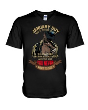 JANUARY GUY WITH THREE SIDES V-Neck T-Shirt thumbnail