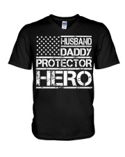 HUSBAND DADDY PROTECTOR HERO V-Neck T-Shirt thumbnail