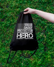 HUSBAND DADDY PROTECTOR HERO Drawstring Bag lifestyle-drawstringbag-front-3